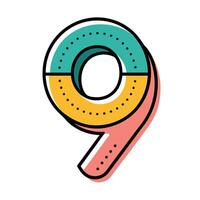 a minimalistic traced number 9 letter having dotted outline on white background vector