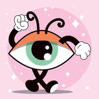 Isolated eye groovy cartoon character vector