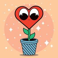 Heart groovy cartoon character vector