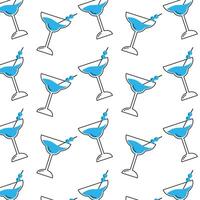 Cocktail icons colored sketch pattern background vector