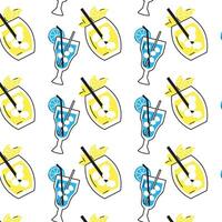 Cocktail icons colored sketch pattern background vector