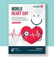 corazón día vertical póster plano dibujos animados mano dibujado plantillas antecedentes ilustración vector