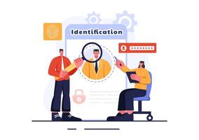 Identification Illustration of an Identity Card with Photo, Document, and Information in a Face ID System on a Flat Style Cartoon Background vector