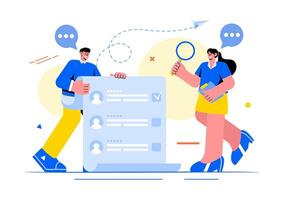 Call Center Agent Illustration of Customer Service or Hotline Operator with Headsets or Computers in a Flat Style Cartoon Background vector