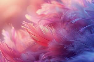 Close Up of Soft Purple and Pink Feathers photo