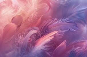 Close Up of Soft Purple and Pink Feathers photo
