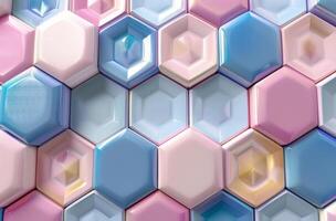 Abstract Pattern of Colorful Hexagonal Tiles photo
