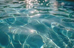 Closeup View of Rippling Blue Water in a Swimming Pool on a Sunny Day photo
