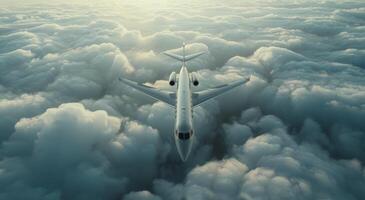 Private Jet Flying Above Clouds During Daytime photo