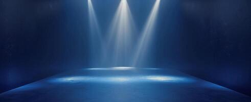 Illuminated Three-Tiered Platform in a Dark Blue Studio photo