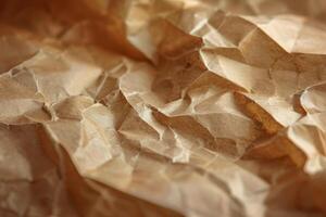 Close Up of Brown Paper Crumpled and Creased photo