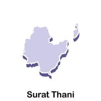 map of Surat Thani City Flat element design, on white background vector
