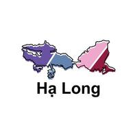 Map City of Ha Long design template, World Map International template with outline graphic sketch style isolated on white background vector