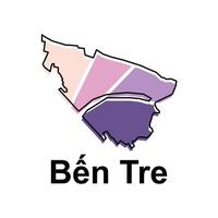 isolated illustration of simplified administrative map of Ben Tre. Borders and names of the regions. suitable for your company vector