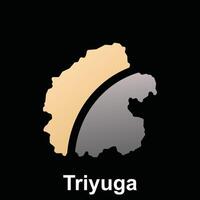 Map City of Triyuga World Map International template style, isolated on black background vector