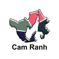 isolated illustration of simplified administrative map of Cam Ranh. Borders and names of the regions. suitable for your company vector
