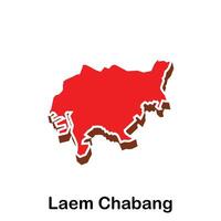 map of Laem Chabang City Flat element design, on white background vector