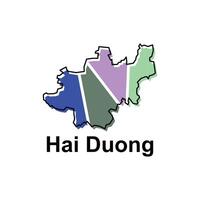 Map City of Hai Duong design template, World Map International template with outline graphic sketch style isolated on white background vector