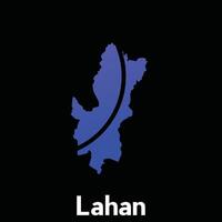 Map City of Lahan World Map International template style, isolated on black background vector