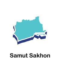 map of Samut Sakhon City Flat element design, on white background vector