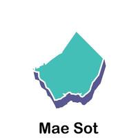 map of Mae Sot City Flat element design, on white background vector