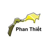isolated illustration of simplified administrative map of Phan Thiet. Borders and names of the regions. suitable for your company vector