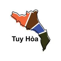 Map City of Tuy Hoa design template, World Map International template with outline graphic sketch style isolated on white background vector