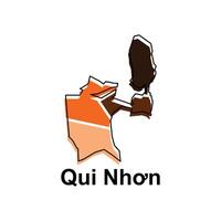 isolated illustration of simplified administrative map of Qui Nhon. Borders and names of the regions. suitable for your company vector