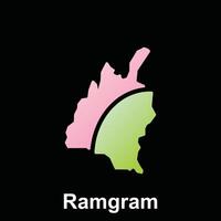 Map City of Ramgram World Map International template style, isolated on black background vector