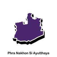 map of Phra nakhon si ayutthaya City Flat element design, on white background vector