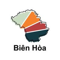 isolated illustration of simplified administrative map of Bien Hoa. Borders and names of the regions. suitable for your company vector