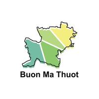 isolated illustration of simplified administrative map of Buon Ma Thuot. Borders and names of the regions. suitable for your company vector