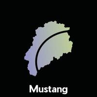 Map City of Mustang World Map International template style, isolated on black background vector
