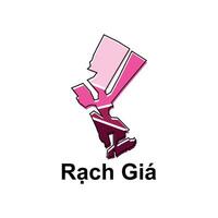 Map City of Rach Gia design template, World Map International template with outline graphic sketch style isolated on white background vector