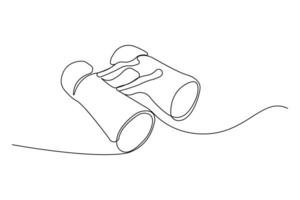 Simple binocular single line drawing. Binocular continuous outline vector