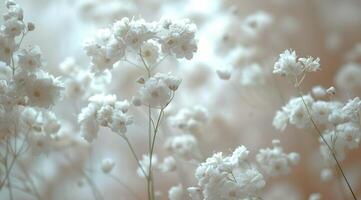 Delicate White Baby's Breath Blooms in Soft Light photo