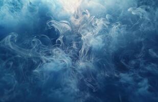 Abstract White Smoke Swirling In Teal Water photo