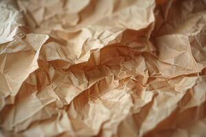 Close Up of Brown Paper Crumpled and Creased photo