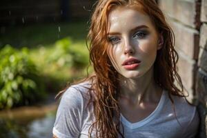 portrait of a very beautiful girl generated by AI photo