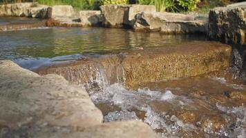 small waterfall at public park in istanbul video