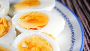 close up of bowel egg in a bowl on table video