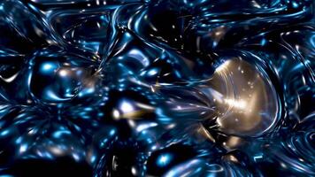 3d surface abstract background. blue colors, liquid glass wave texture and particles, 3d illustration render video