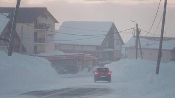 Difficult traffic conditions due to bad weather day in winter. video