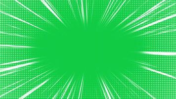 comic pop art speed lines, halftone rotating loop animation overlay effect on green screen background video