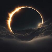 Mesmerizing solar eclipse hyped with ethereal clouds. Immerse in the cosmic beauty photo
