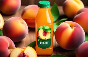 Indulge in the juicy goodness of fresh peaches with this vibrant peach juice image photo