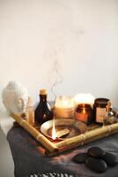 Incense burning during aromatherapy session photo