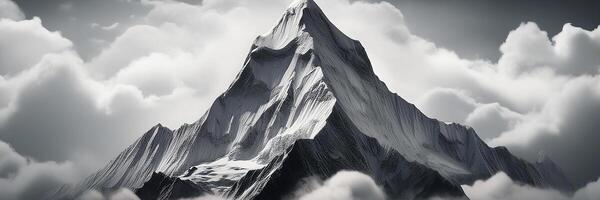 mountain peak looks out of the clouds photo