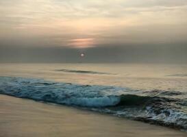 Beautiful beach sunset view photo