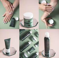 collage with Rituals green set cosmetics ritual of jing , As,Belgium, June 14,2022. High quality photo